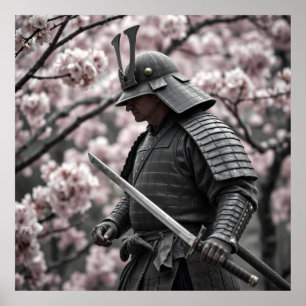 Oude Samurai - Een houtskool eerbetoon aan de Warr Poster