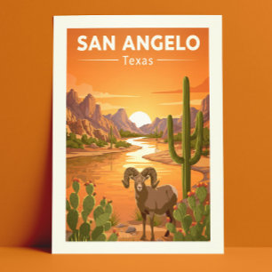 Oude San Angelo Texas Briefkaart