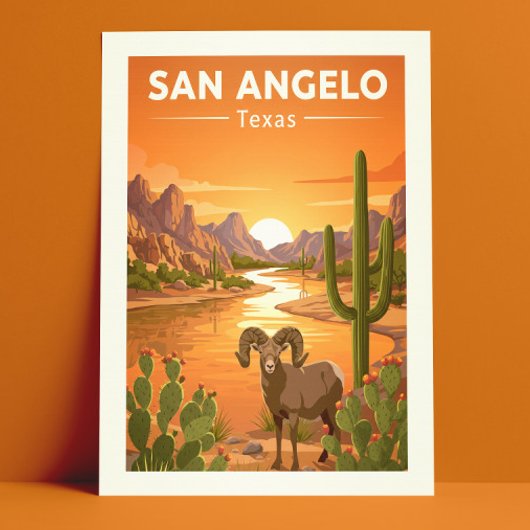 Oude San Angelo Texas Briefkaart