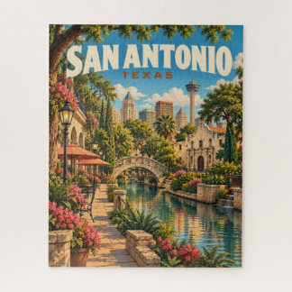 Oude San Antonio Texas Reisposter Legpuzzel