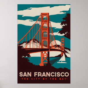 Oude San Francisco Reisposter Afdruk, Goudkleurig Poster