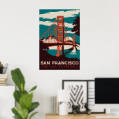 Oude San Francisco Reisposter Afdruk, Goudkleurig Poster (Thuiskantoor)