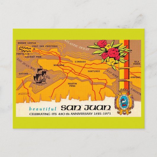 Oude San Juan-ansichtkaart Briefkaart (Voorkant)