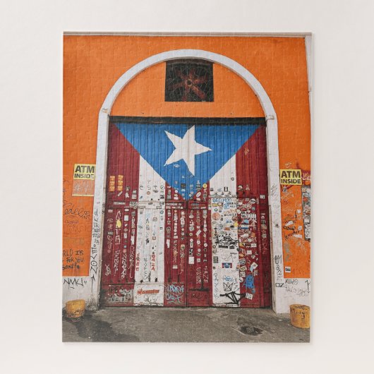 Oude San Juan Puerto Ricaanse vlag Street Art Door Legpuzzel (Verticaal)