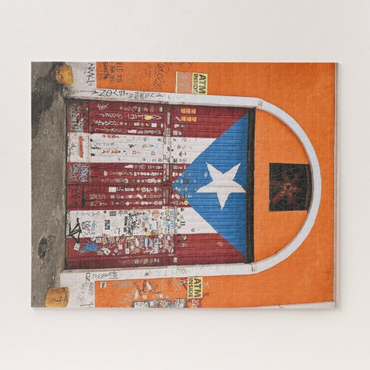 Oude San Juan Puerto Ricaanse vlag Street Art Door Legpuzzel (Horizontaal)