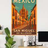 Oude San Miguel de Allende Mexico Poster (Thuiskantoor)