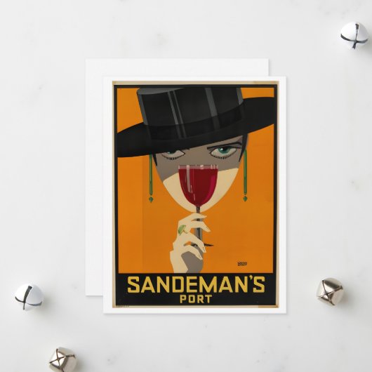 Oude Sandeman-advertentie Feestdagenkaart (Voorkant / Achterkant in situ)