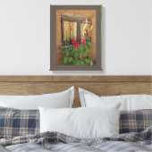 Oude Santa Fe-venster en stokrozen Canvas Afdruk (Insitu (Slaapkamer))
