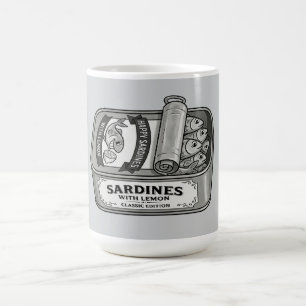 Oude Sardines in Blik in Zwart en Wit Koffiemok