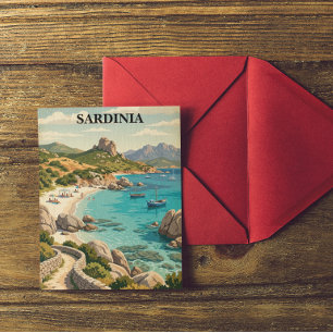Oude Sardinia Italië Middellandse Zee Landschap Briefkaart