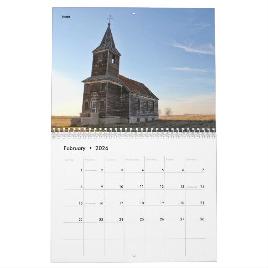 Oude Saskatchewan Kerken Kalender (Feb 2026)