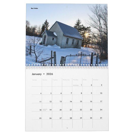Oude Saskatchewan Kerken Kalender (Jan 2026)