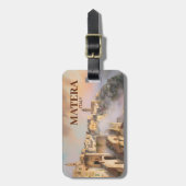 Oude Sassi di Matera Italië Reis Aquarel Bagagelabel (Voorkant verticaal)