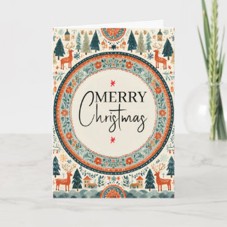 Oude Scandinavische Kerst Winter Wonderland Kaart