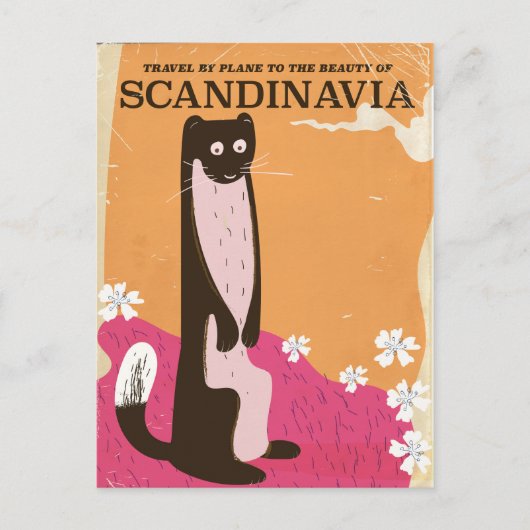 Oude Scandinavische reisposter. Briefkaart (Voorkant)