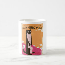 Oude Scandinavische reisposter. Koffiemok