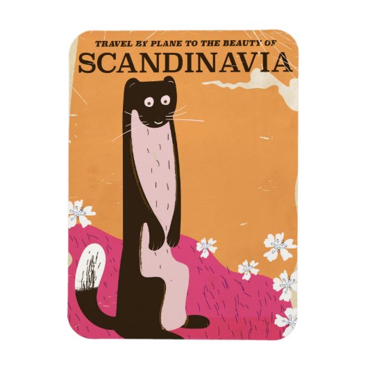 Oude Scandinavische reisposter. Magneet (Verticaal)