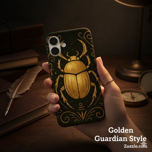 Oude Scarab Mystique Goud op Zwart Case-Mate iPhone Case