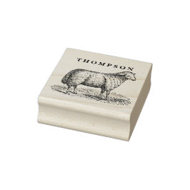 Oude Schaap Ooievaar Boerderijdieren Tekening C Na Rubberstempel