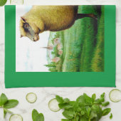 Oude schapen groene gras weide  theedoek (Gevouwen)
