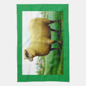 Oude schapen groene gras weide  theedoek (Verticaal)