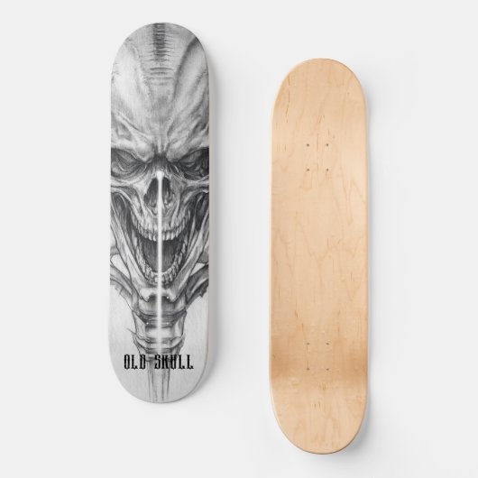 Oude Schedel Schets Persoonlijk Skateboard (Voorkant)