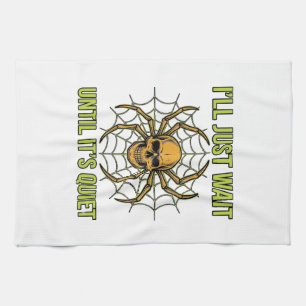 Oude Schedel Spin Grappig Halloween T-Shirt Ontwer Theedoek