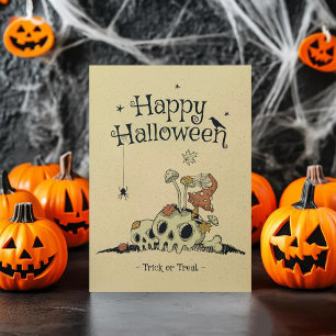 Oude Schedel Trick Or Treat Gelukkig Halloween Bedankkaart