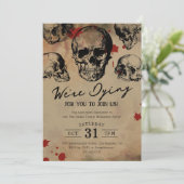 Oude Schedel Volwassenen Halloween Feest Kaart (Staand voorkant)