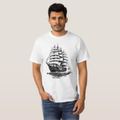 Oude scheepsillustratie t-shirt (Voorkant volledig)