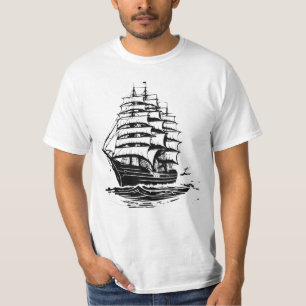 Oude scheepsillustratie t-shirt