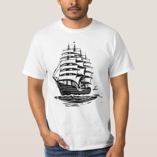 Oude scheepsillustratie t-shirt (Voorkant)
