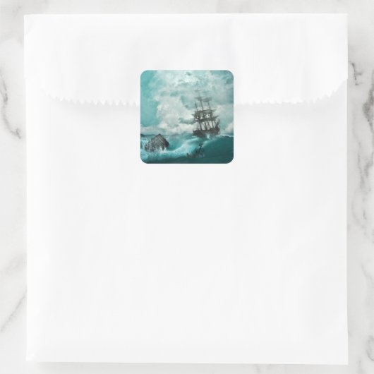 oude scheepsstickers vierkante sticker (Tas)