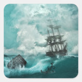 oude scheepsstickers vierkante sticker (Voorkant)