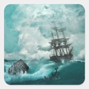 oude scheepsstickers vierkante sticker