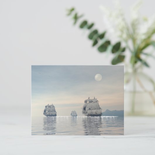 Oude schepen op de oceaan briefkaart (Staand voorkant)
