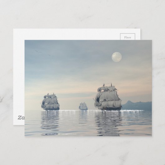 Oude schepen op de oceaan briefkaart (Voorkant / Achterkant)