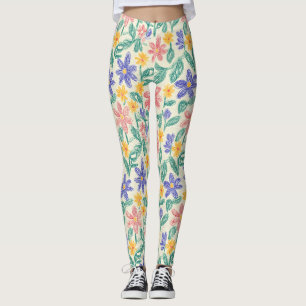 Oude schets van wilde bloemen (1) leggings