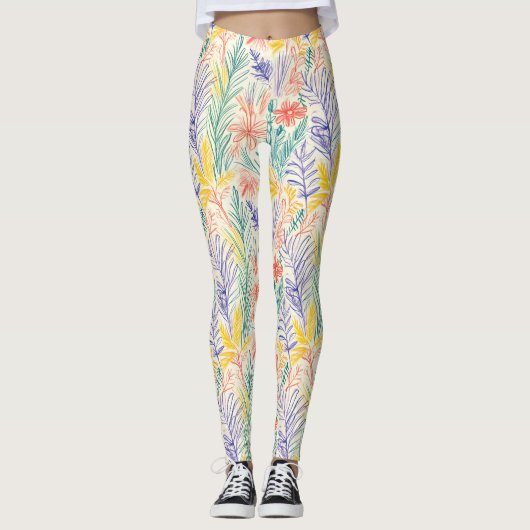 Oude schets van wilde bloemen (7) leggings (Voorkant)