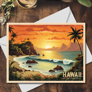 Oude Schilderij Hawaii Strand Tropisch Paradijs Briefkaart