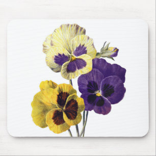  oude schilderij paarse gele slipjes bloemen muismat