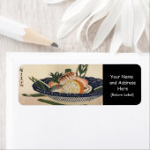 Oude schildering van een kom van Sushi rond 1800's Etiket (Insitu)