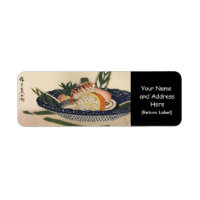 Oude schildering van een kom van Sushi rond 1800's
