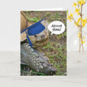 Oude schildpad Afstuderen met blauw Pet Kaart (Gele Bloem)