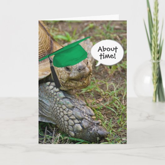 Oude schildpad Afstuderen met groen Pet Kaart (Voorkant)