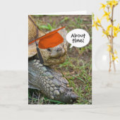 Oude schildpad Afstuderen met Oranje Pet Kaart (Gele Bloem)
