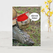 Oude schildpad Afstuderen met rood Pet Kaart (Gele Bloem)