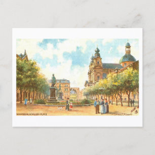 Oude Schiller Platz in Mannheim, Duitsland Briefkaart