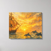 Oude schip zonsondergang canvas afdruk (Voorkant)