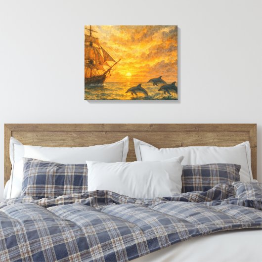 Oude schip zonsondergang canvas afdruk (Insitu (Slaapkamer))
